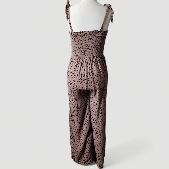 Abercrombie & Fitch Brown,Black Smocked Jumpsuit - Picture 6 of 9